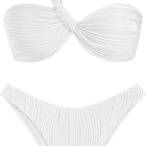 White One-Shoulder Textured Bikini Set | NWT - Picture 1 of 7